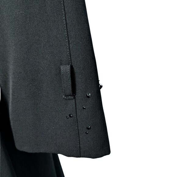 100% Wool Black Trench Coat Austrian Crystal Rain Drops Size 4 - Picture 9 of 11